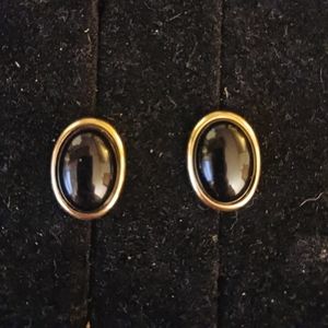 Black Trifari post earrings